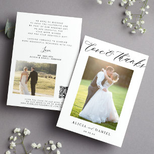 Tack för Kärlek-skriptfotot, QR-kod, bröllop tack Kort