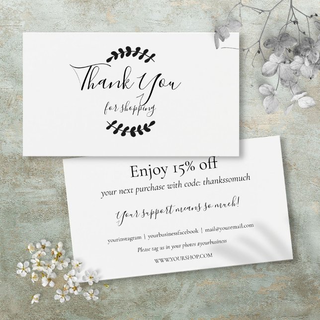 Tack för kassarabattkort visitkort (Thank You For Shopping Discount Card)