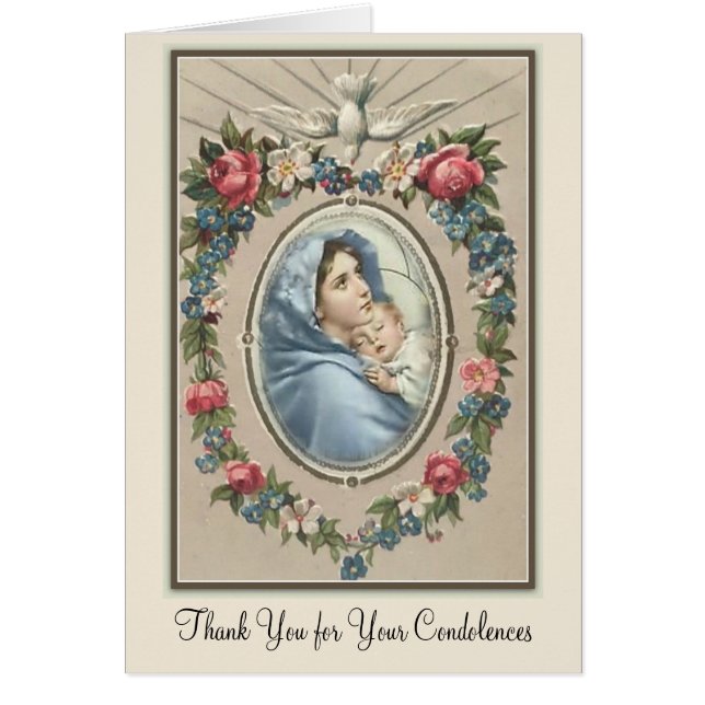 Tack för katolska kondoleansen Blsed Virgin Mary Hälsningskort (Framsidan)