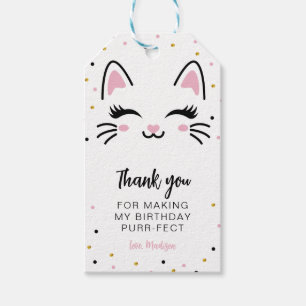 Tack för kattunge Purrfect Birthday Presentetikett