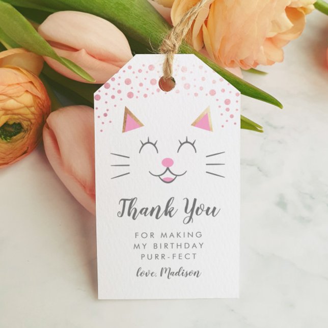 Tack för kattunge Purrfect Birthday Presentetikett (Skapare uppladdad)