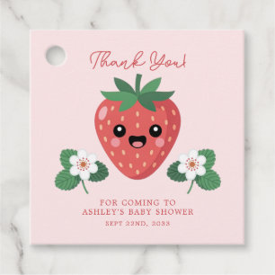 Tack för Kawaii Jordgubbs Baby Shower Gåvor Etiketter