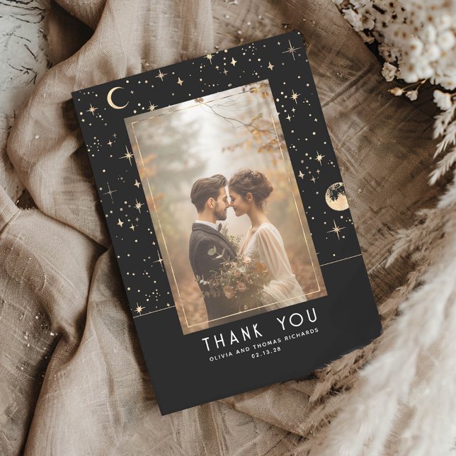 Tack för kelestial och mystisk stjärnbild (Thank You Wedding Photo Card)