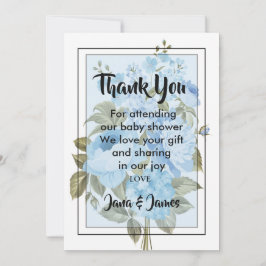 Tack för klassblått blommigt i Chicen Inbjudningar