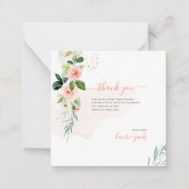 Tack för konstprogram H2  Rosa ros Baby Shower Anteckningskort