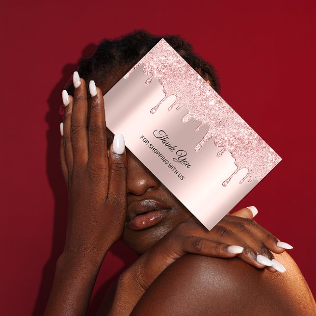 Tack för köp med amerikanska Ro-drivrutiner Visitkort (Thank You For Shopping With Us Rose Drips Business Card )