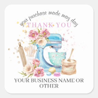 Tack för köpet, små bageriföretag. sq. fyrkantigt klistermärke