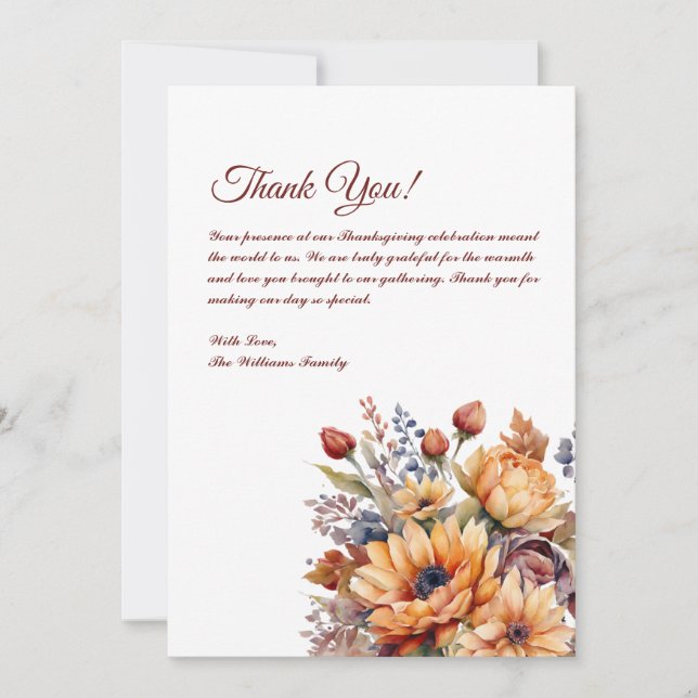 Tack för kortets vattenfärgsblommor- inbjudningar (Framsida)