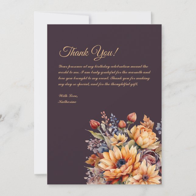 Tack för kortfärgsblommor - Lila- Inbjudningar (Framsida)