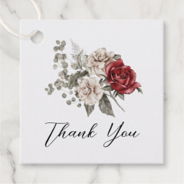 Tack för krama & röda rosor boho blombukett gåvor etiketter