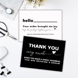 Tack för kundens uppskattning Svarta anteckningshj Visitkort