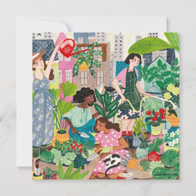 Tack för  kvinnoillustrationer i städerna kort (Framsida)