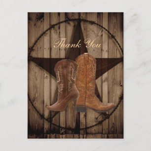 Tack för land Cowboy Boots Westerna Bröllop Vykort