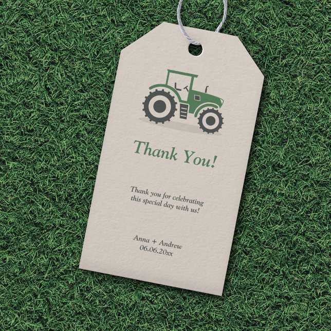 Tack för lanttraktor presentetikett (Farm Tractor Thank You Gift Tags)