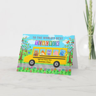 Tack för lärarbedömning Cute Buss Animals Kort