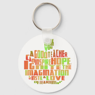 Tack för lärarpresentt Keepsaké Apple Quote Nyckelring
