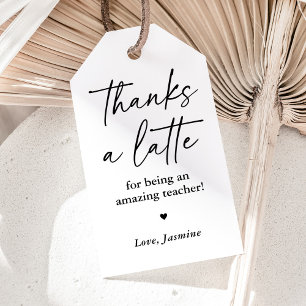 Tack för Latte Coffee Teacher-uppskattningen Presentetikett