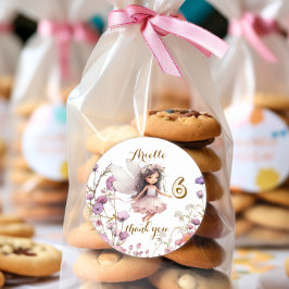 Tack för Lavender Fairy-blomman Runt Klistermärke