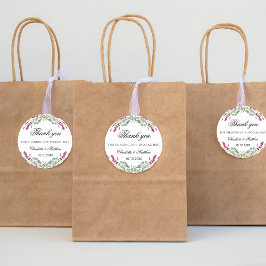 Tack för Lavender rosa Grey bröllop Runt Klistermärke