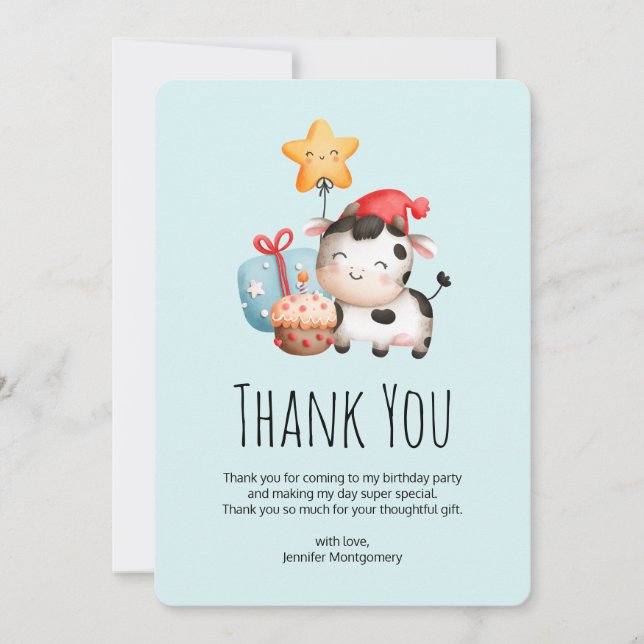 Tack för leende Cow Cute AdwillBirthday Kort (Framsida)