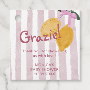 Tack för Lemon Girl Baby Shower-gåva Gåvor Etiketter