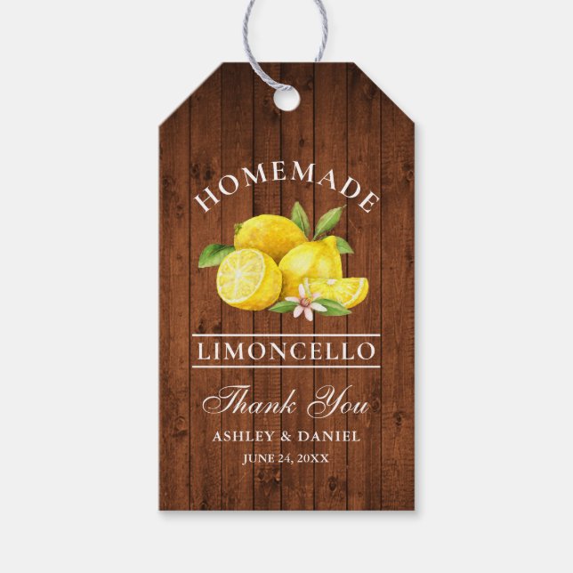Tack för Lemons Wood Limoncello Bröllop Presentetikett (Framsidan)