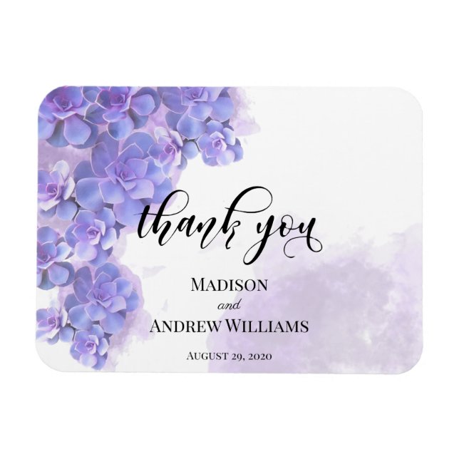 Tack för Lila av vattenfärgssuckor i elegant Magnet (Horisontell)