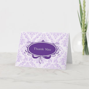 Tack för lila Damask-utformning Kort