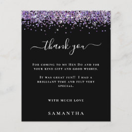 Tack för Lila Glitter Photo Hen Party Black