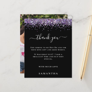 Tack för Lila Glitter Photo Hen Party Black