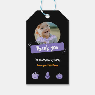 Tack för lila och Black Halloween-födelsedag Presentetikett