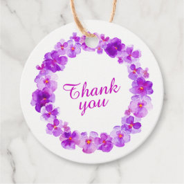 Tack för lila Pansy Wandey Art Gåvor Etiketter