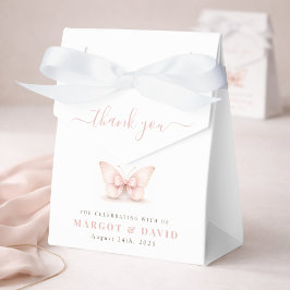 Tack för litet fjärilssamkönat baby shower presentaskar