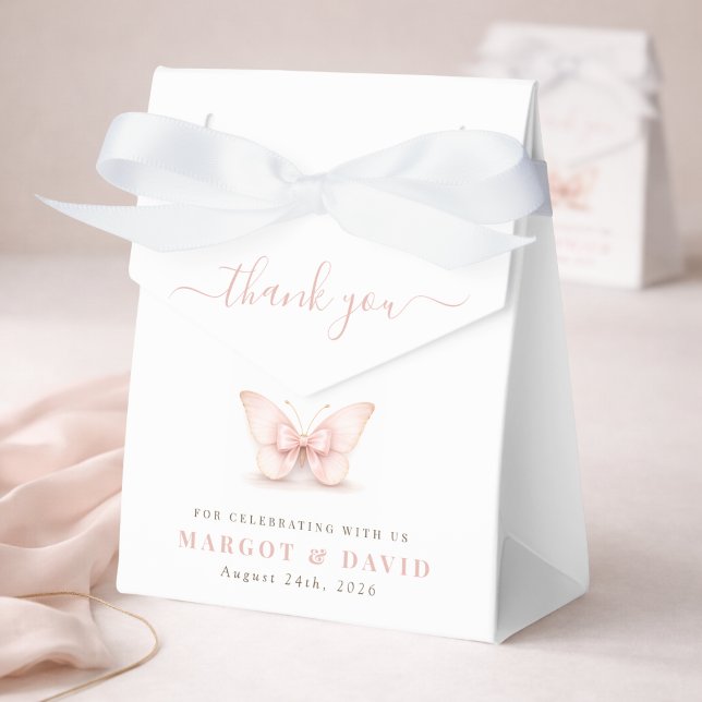 Tack för litet fjärilssamkönat baby shower presentaskar (Skapare uppladdad)