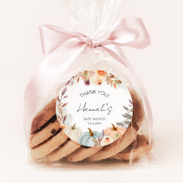 Tack för Little Pumpkin Baby Shower Runt Klistermärke