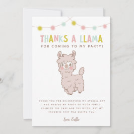 Tack för Llama Cute Barns födelsedag Party