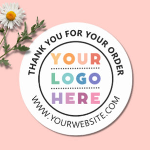 Tack för Logotyp av företag för din beställning Runt Klistermärke