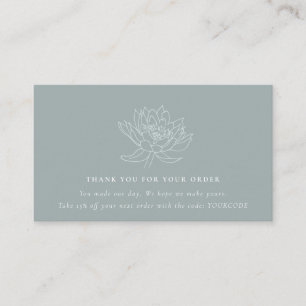 Tack FÖR LOGOTYP AV VATTENBLÅ TEAL LOTUS-FLORA Visitkort