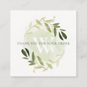 TACK FÖR LOGOTYP AV WREATH-FOLIAGE-GRÖNT I guld Fyrkantigt Visitkort