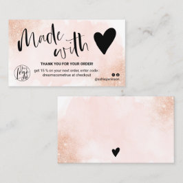 Tack för logotypen med rosa Guld vid glitter i ro Visitkort