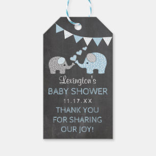 Tack för Look för krita för blåttelefantbaby Presentetikett