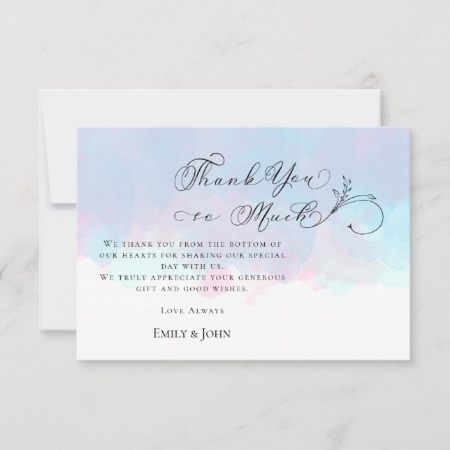 Tack för Löv skript Photo Pastel Watercolor Bröllo (Framsida)