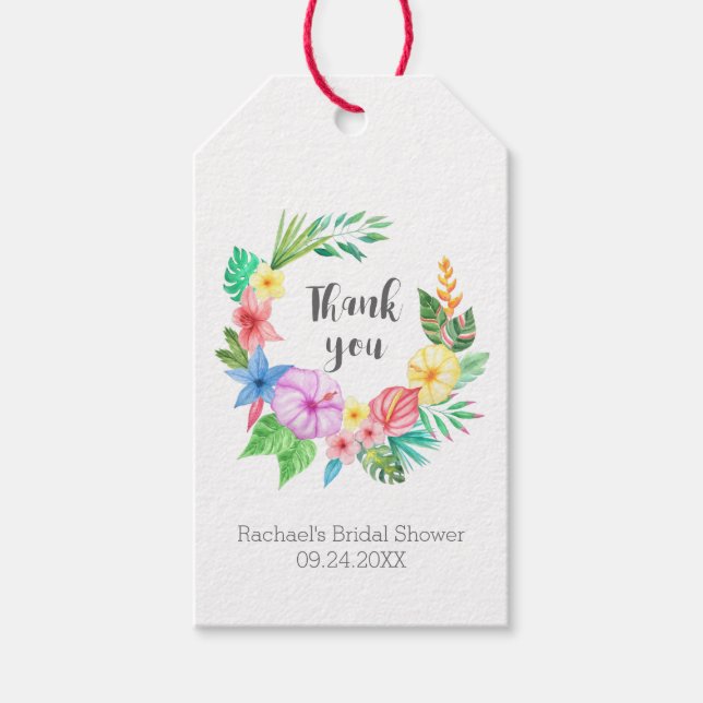 Tack för Luau Tropical Flower-Möhippa Presentetikett (Framsidan)