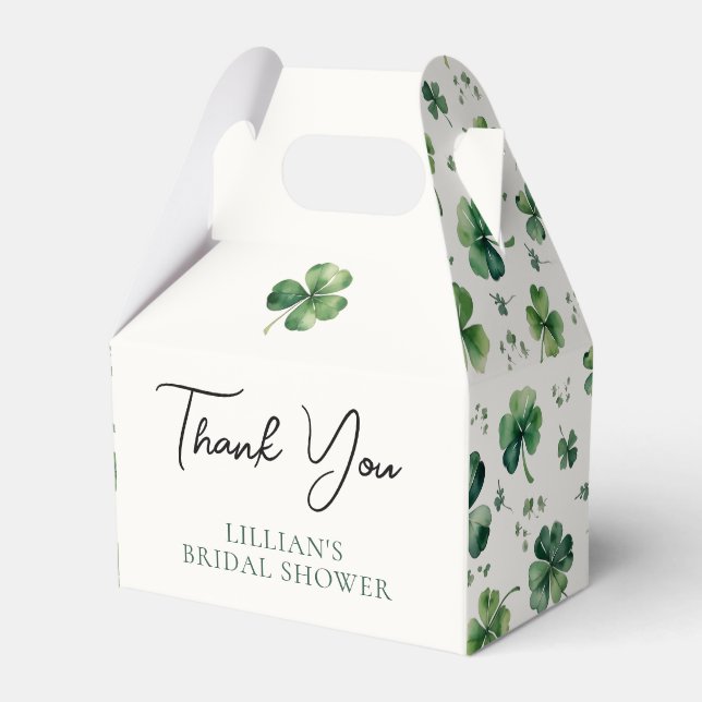 Tack för Lucky Shamrock Bröllopsdusch Presentaskar (Framsidan Sidan)
