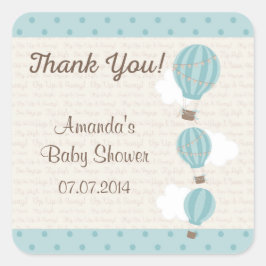 Tack för luftballong Baby Shower Fyrkantigt Klistermärke