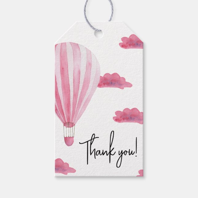 Tack för luftballongens babydusch presentetikett (Framsidan)