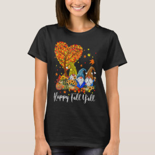 Tack för lycklig Fall Y'all Gnomes Pumpkin Autumn T Shirt