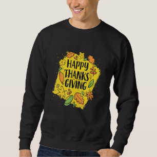 Tack för lycklig Ge i Gultens bakgrund Thanksgiv Lång Ärmad Tröja