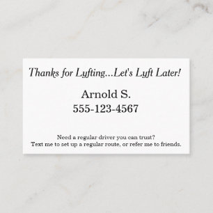 Tack för Lyfting. Låt oss mer sistnämnda Lyft! Rabattkort