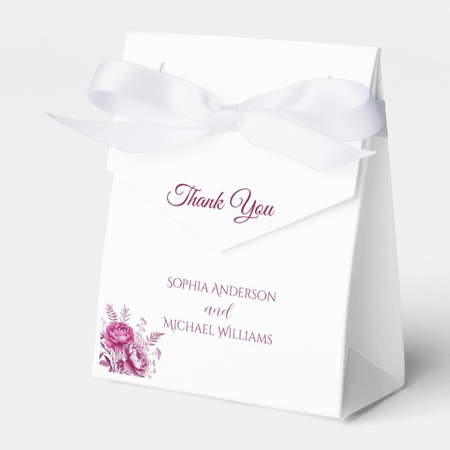 Tack för Magentan Peony-Bröllop Presentaskar (Framsidan Sidan)